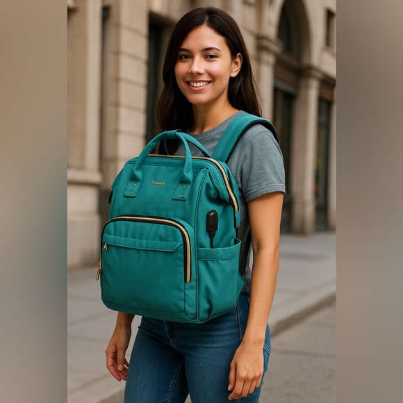 🎒 Lovook Mint Green Backpack with USB Charging Port 🎒 - Picture 1 of 4